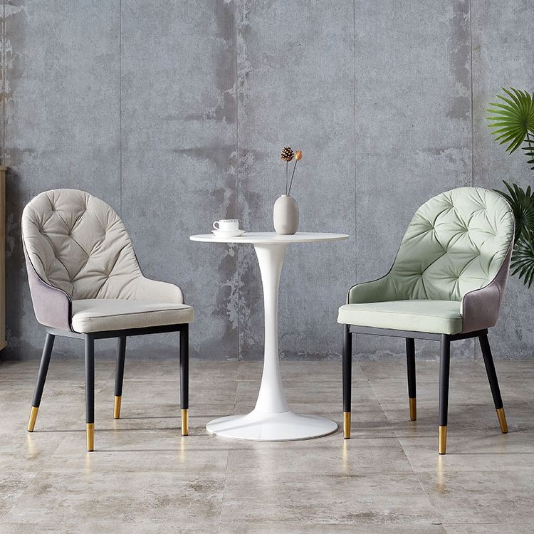 Sillas de comedor de metal de estilo nórdico, silla lateral de comedor con brazo Parsons para cocina