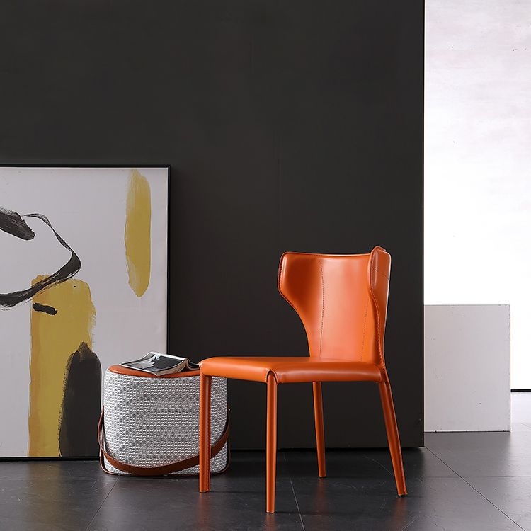 Silla de comedor de estilo moderno, sillón orejero de metal sin brazos para cocina