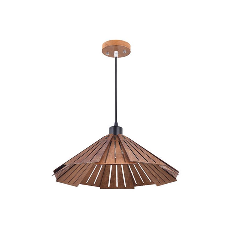 Modern Style Cone Shape Hanging Light Wood 1 Light Hanging Lamp for Bedroom