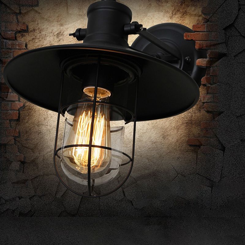 1-Light Clad Cone Wall Lamp Fixtures Industrial Style Metal Wall Mounted Light Fixture
