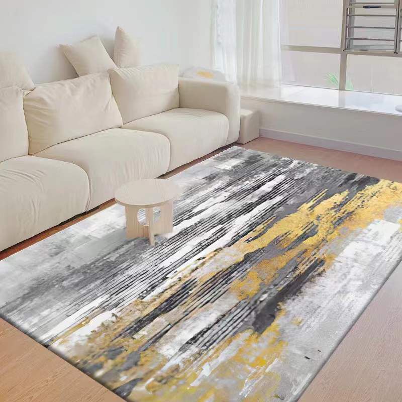 Modern Curve Lines Pattern Indoor Carpet Polyester Area Rug Washable Carpet for Home Decoration
