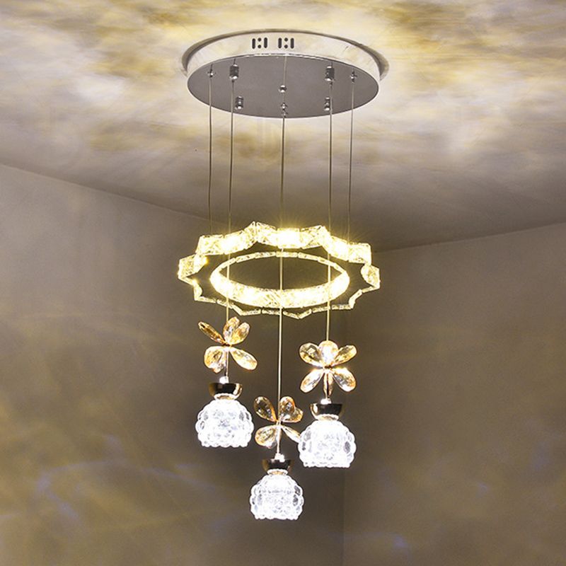 Ultra-modern Simplicity Round Hanging Ceiling Light Crystal Suspension Pendant Light for Restaurant
