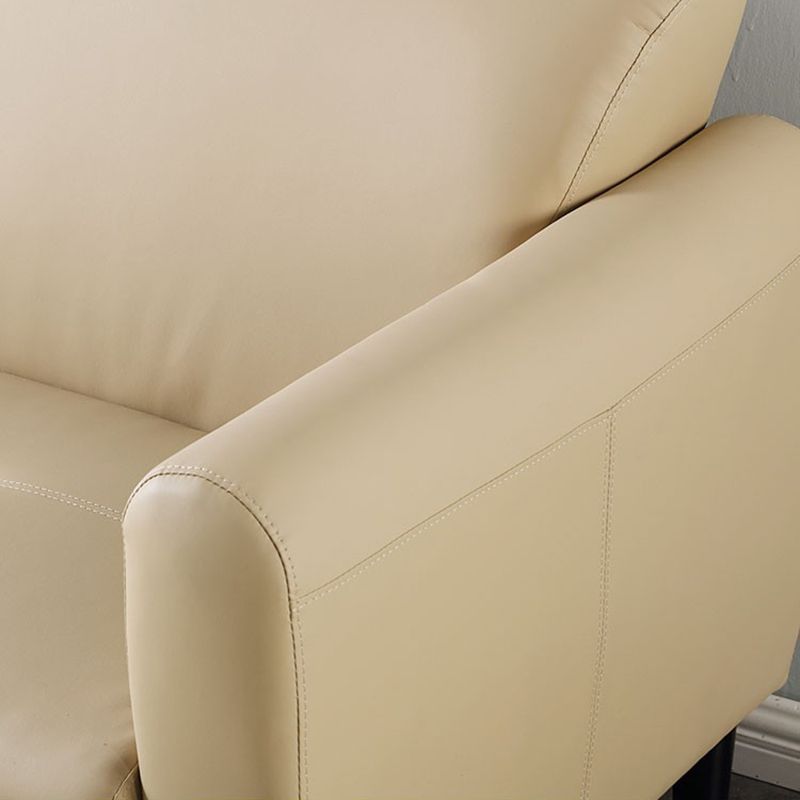 Modern Square Arm Stain Resistant Settee Couch in Orange/Ivory Cushions