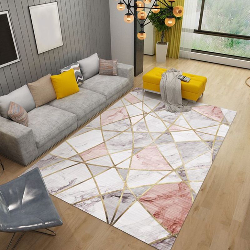 Blue Graphic Carpet Polyester Nordic Carpet Non-Slip Backing Carpet for Home Decoration