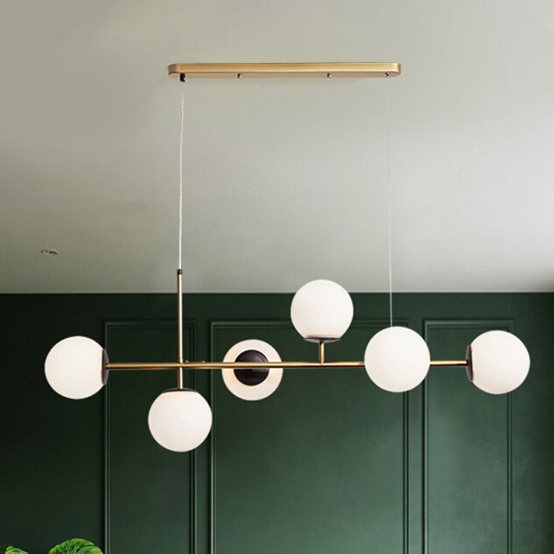 Estilo moderno de forma esférica luces de isla vidrio 6 iluminación de la isla ligera