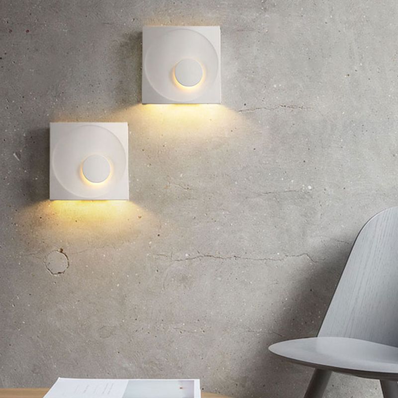 Nordic Style Square Shaped LED Wall Sconce Light Cement Bedroom Wall Mounted Lighting