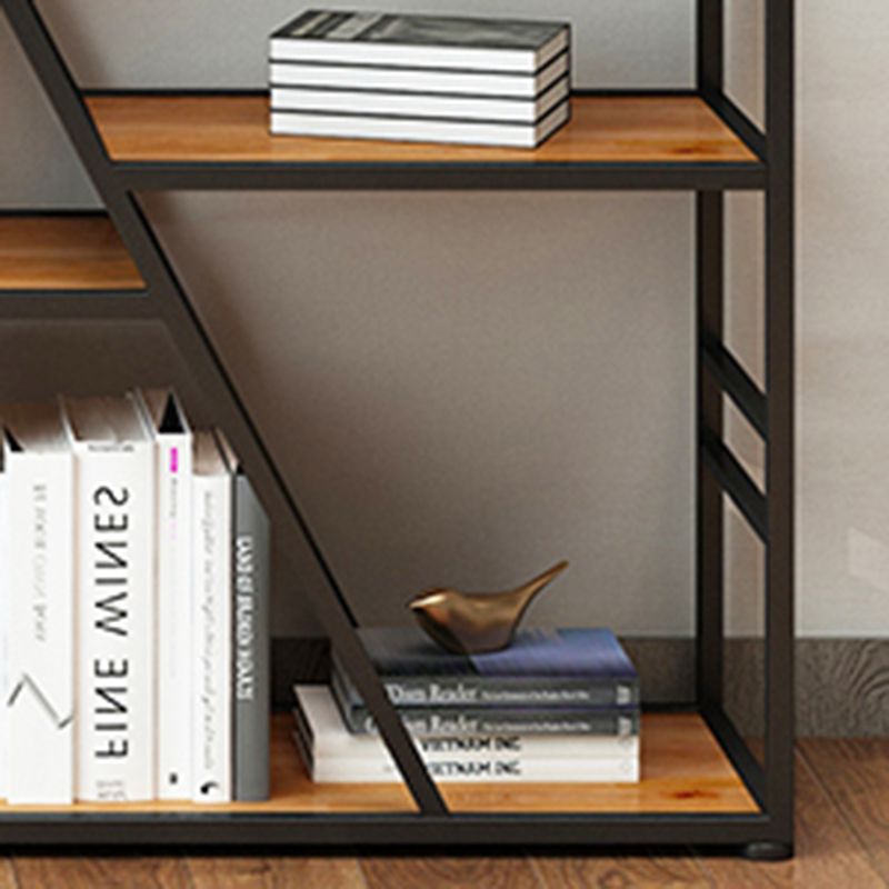 Metal and Wooden Shelf Bookcase with Doors Modern Bookshelf for Office