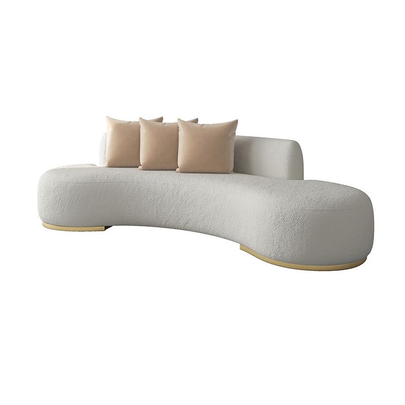 Curved 1/2/3/4-seater Sofa Modern Fabric Armless Sofa in White