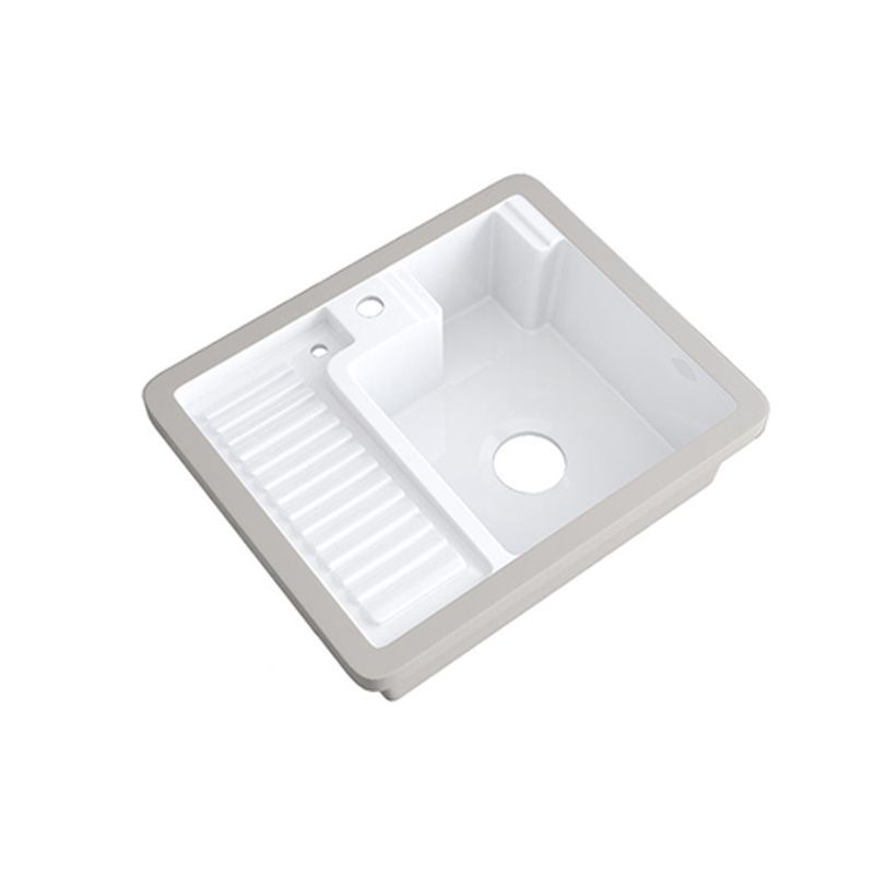 Modern Bathroom Sink Porcelain Rectangular Undermount Bathroom Sink with Pop-Up Drain