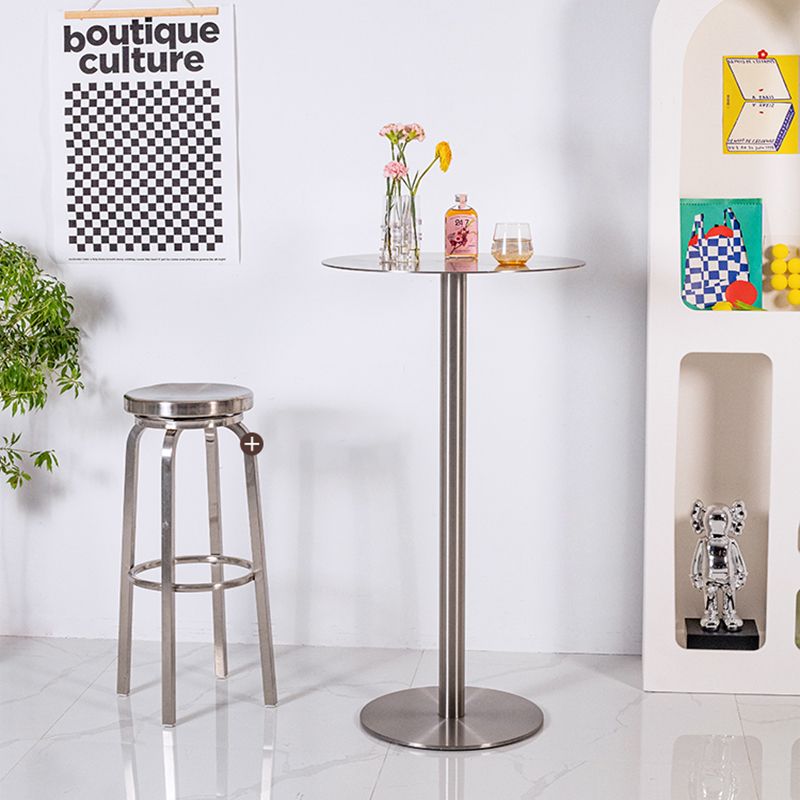 Industrial Metal Bar Dining Table Round Bistro Bar Table with Pedestal