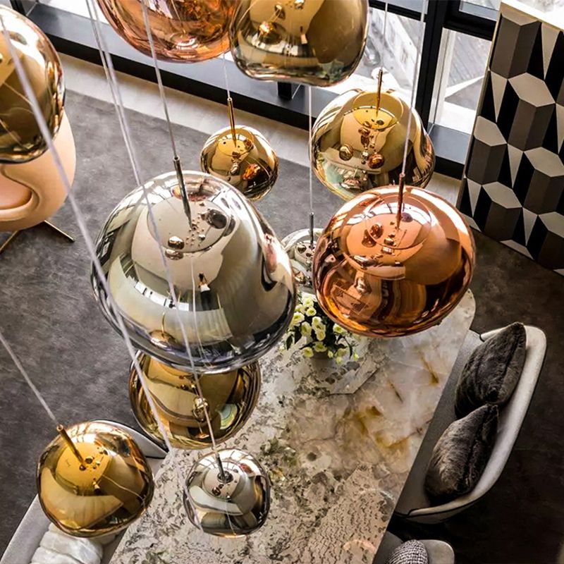 Single-Bulb Suspension Light Nordic Round Hanging Lamp Fixture for Dining Room Restaurant