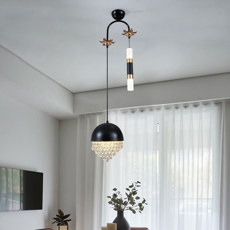 Multi Lights Geometric Suspension Pendant Modern Style Crystal Down Lighting