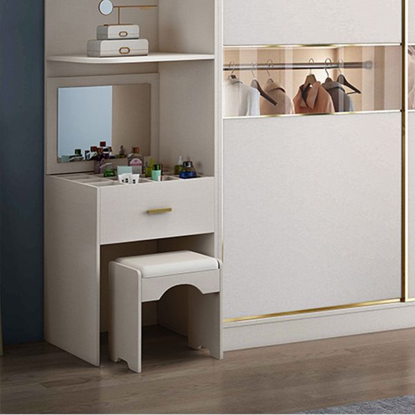 White Colour Wooden Wardrobe Modern Cloth Rod Included Wardrobe Closet for Bedroom