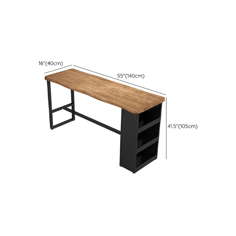 Industrial Style Bistro Bar Table Rectangle Solid Wood Bar Table with Storage