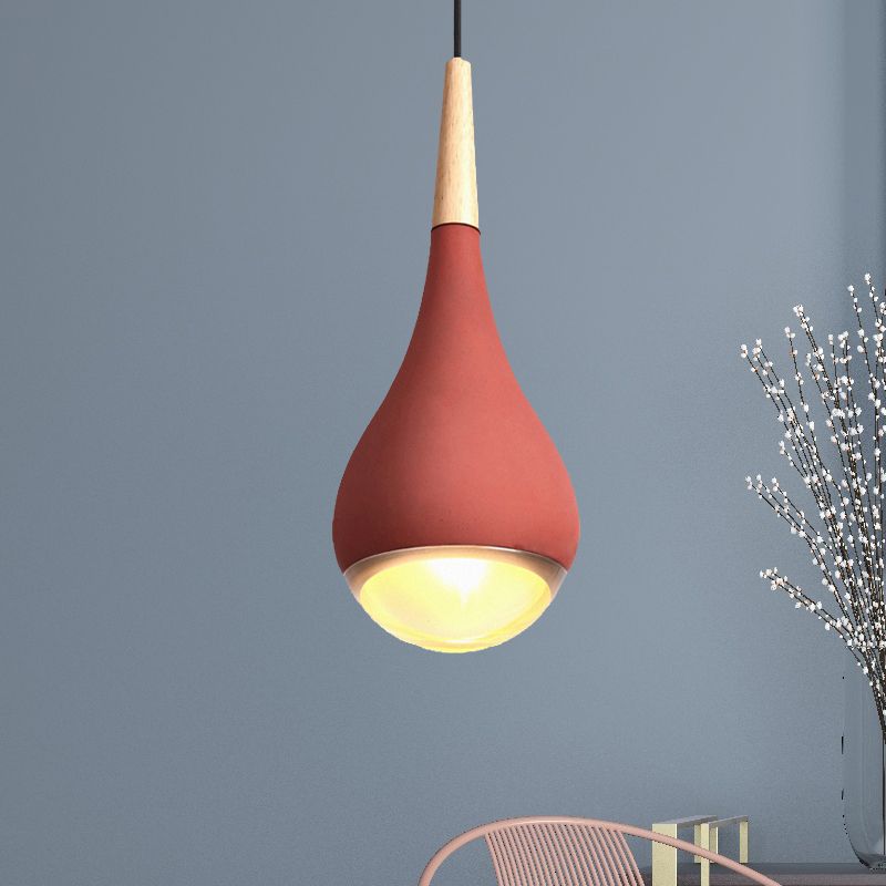 Pear Pendant Lighting Nordic Cement 1 Light Grey/Red/Green Hanging Ceiling Light