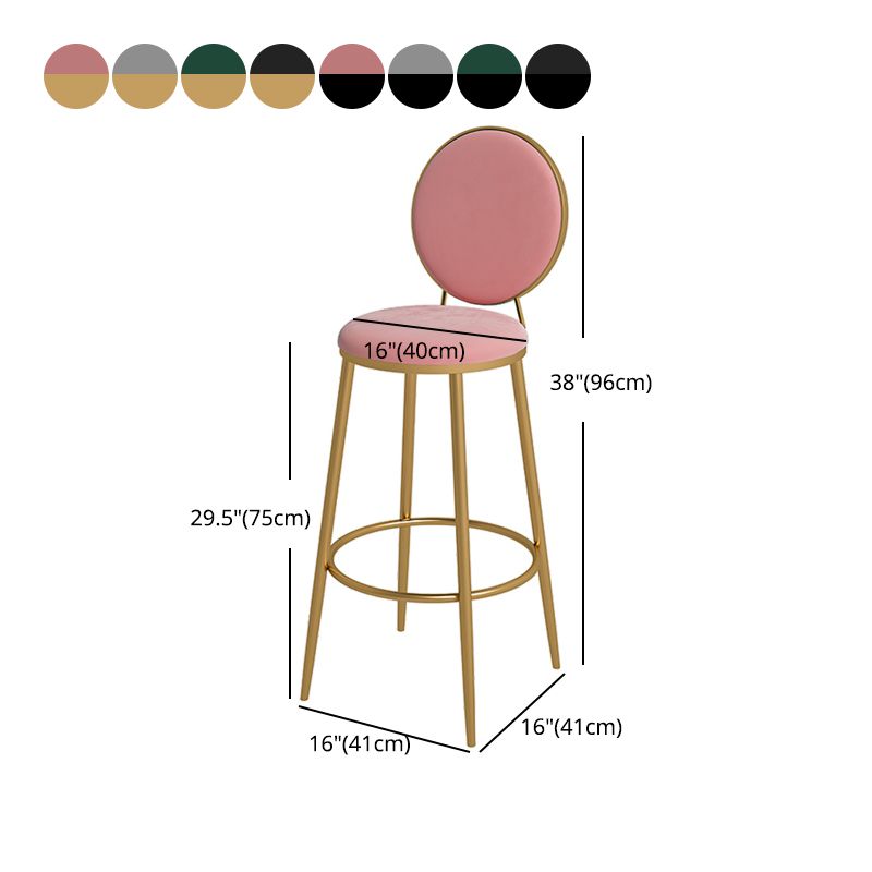 Glam Velvet Restaurant Counter Stool Matte Finish Footrest Barstool