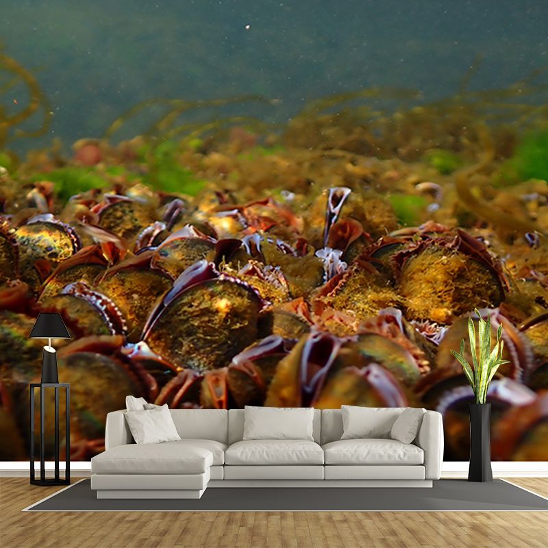 Tropical Underwater Life Mural Wallpaper for Living Room Wall Covering in Soft Color