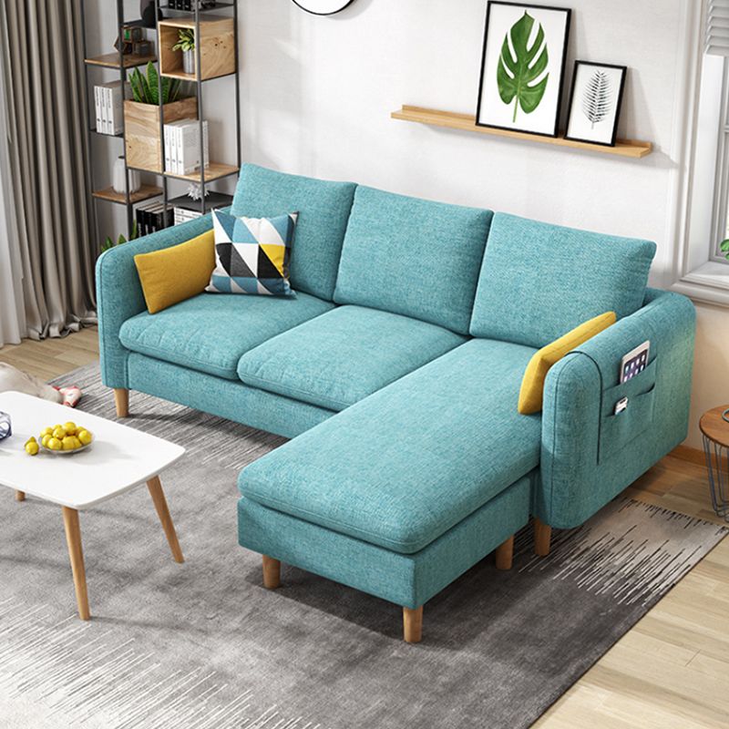 Nordic with Storage Fabric Living Room Square Arm Pillows Seating