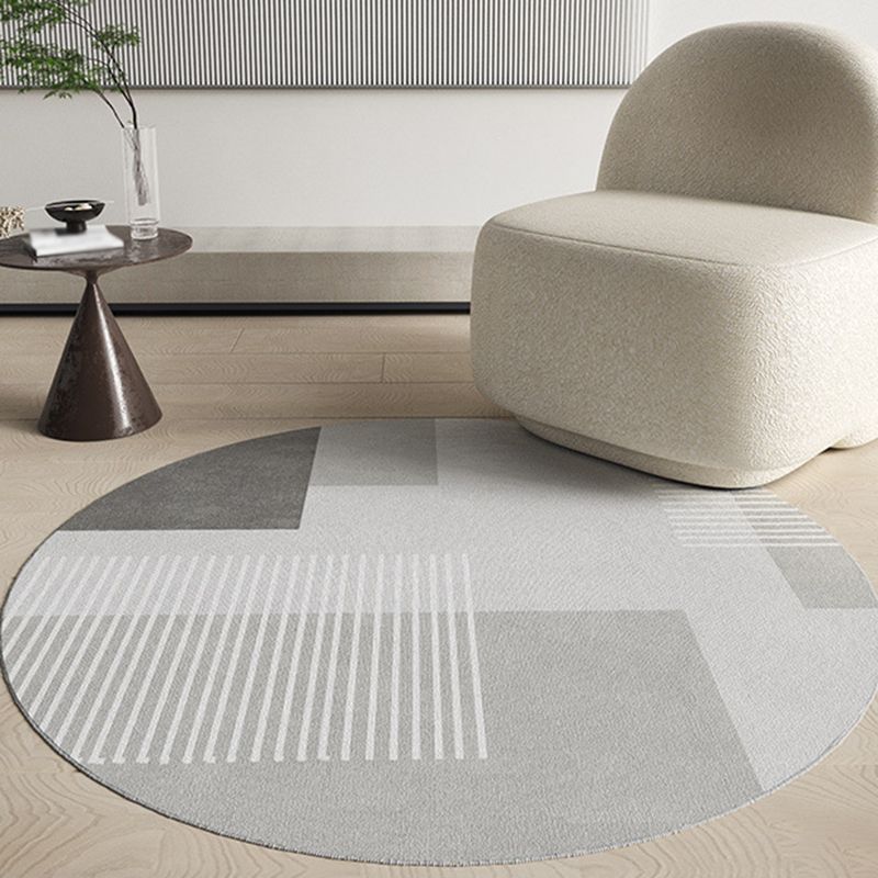 Modern Living Room Rug Round Polyester Rug Anti-Slip Backing Rug for Living Room