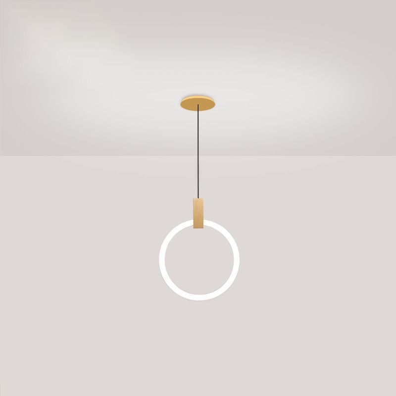Minimalist Indoor Pendant Light, White Glass Circle Shade Pendant Lighting with Metal Handle