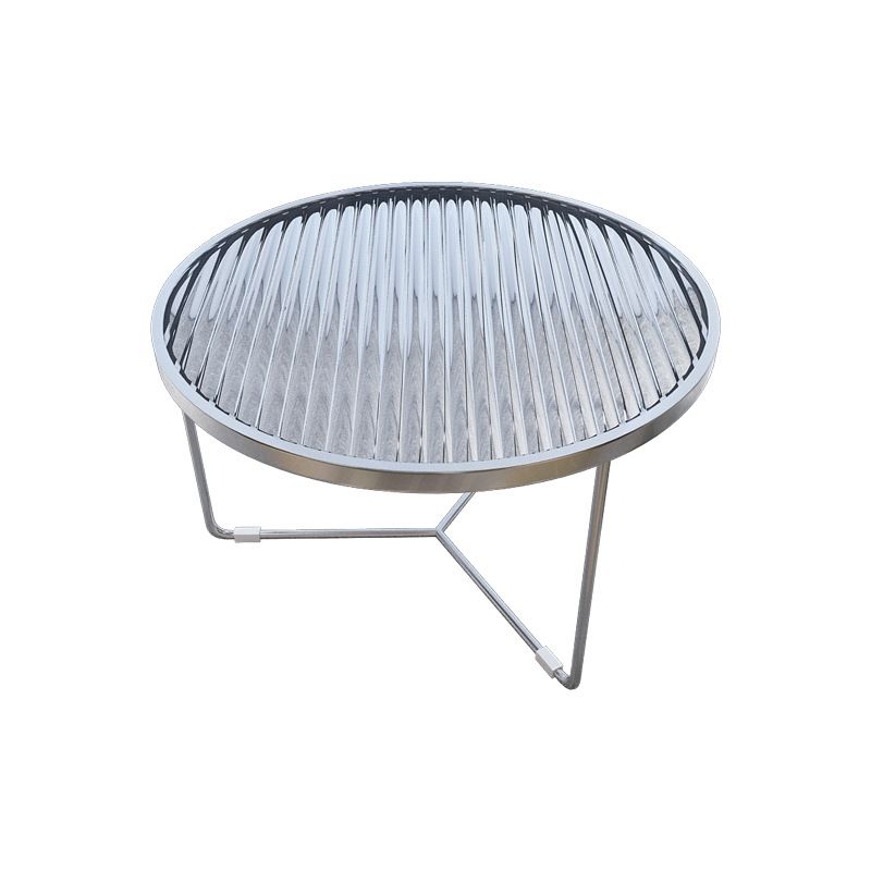 11.8" H Cross Legs Coffee Table Round Clear Glass Cocktail Table