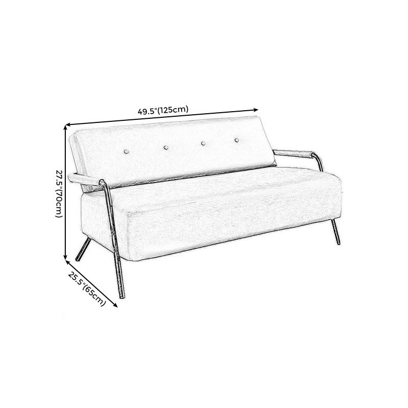 Faux Leather Industrial Tufted Back Sofa with Tuxedo Arm for Apartment