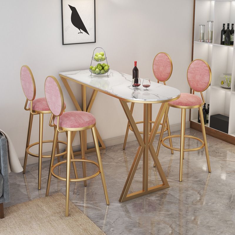 1/2/3/5 Pieces Luxurious Irregular Shape Pub Table Set Sintered Stone Top Bistro Table Set