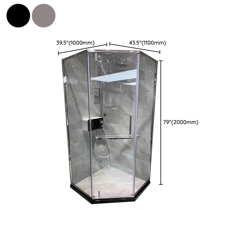 Transparent Pivot Shower Bath Door Silver and Black Frame Shower Door
