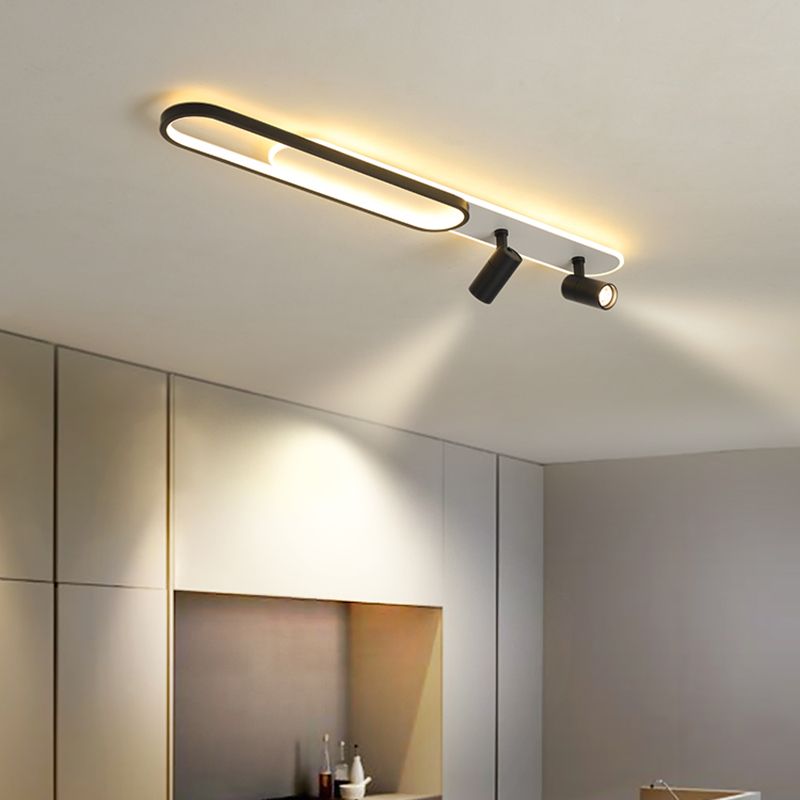 Lámpara de techo de metal de estilo moderno con montaje empotrado LED de pasillo oblongo y lámpara ajustable
