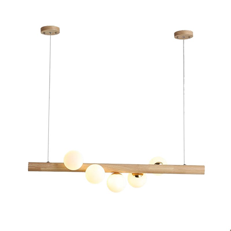 Contemporary Wood Kitchen Island Lighting Globe Shaded Ceiling Light for Room