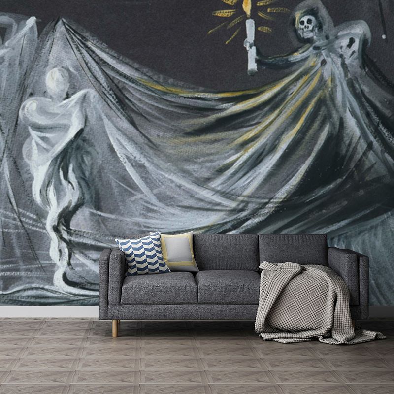 Smooth Large Grey Mural Surrealist Design for the Death Scene in Don Juan Tenorio Wall Covering, Size Optional