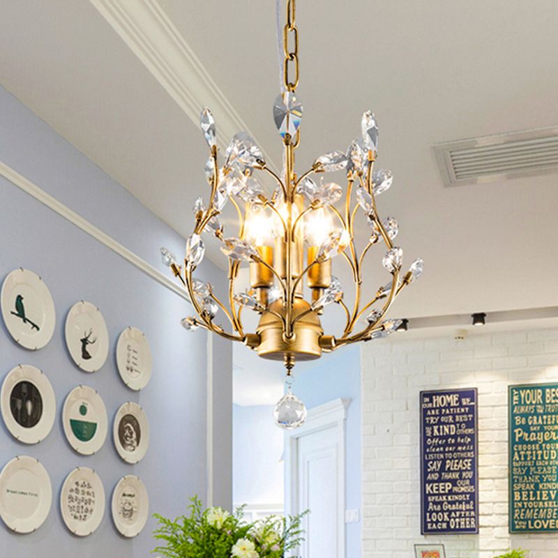 Kristal tak kroonluchter lamp modern 3 bollen zwart/gouden hanglampverlichting met globale druppel