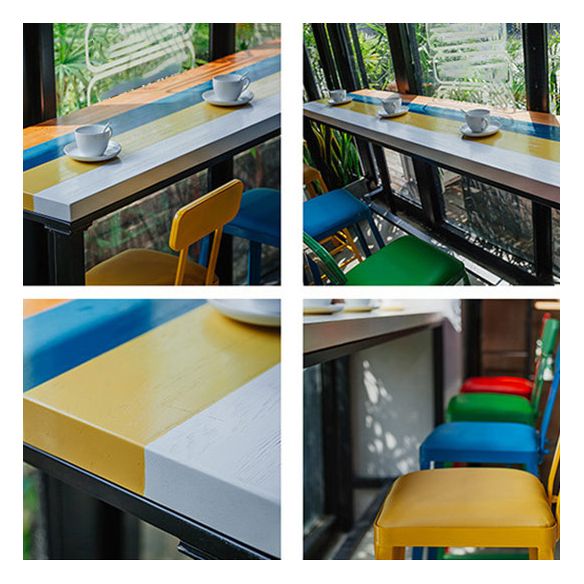 Industrial Dining Stools Armless Square Bar Stools with Footrest