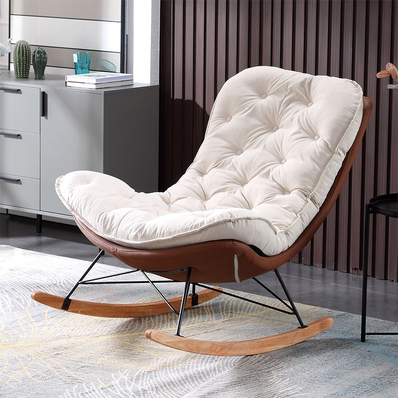 Living Room Luxury Leisure Chair Wood Frame Base Relaxing Lazy Rocking Chairs