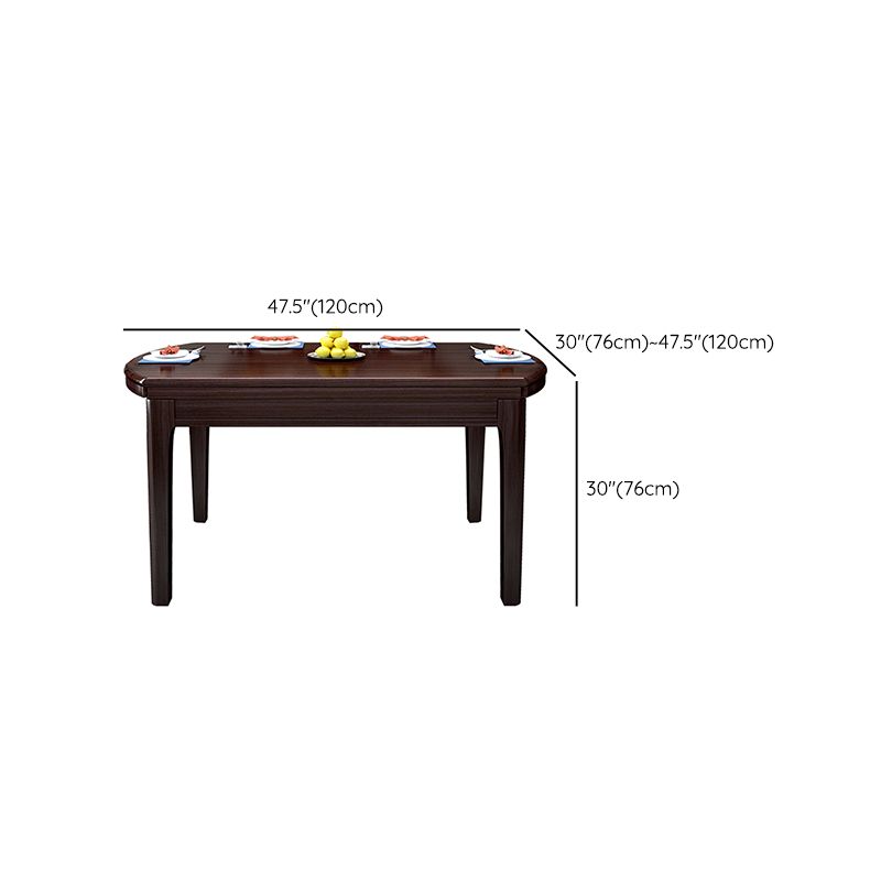 Brown Wood Foldable Dining Table Traditional Kitchen Dinette Table