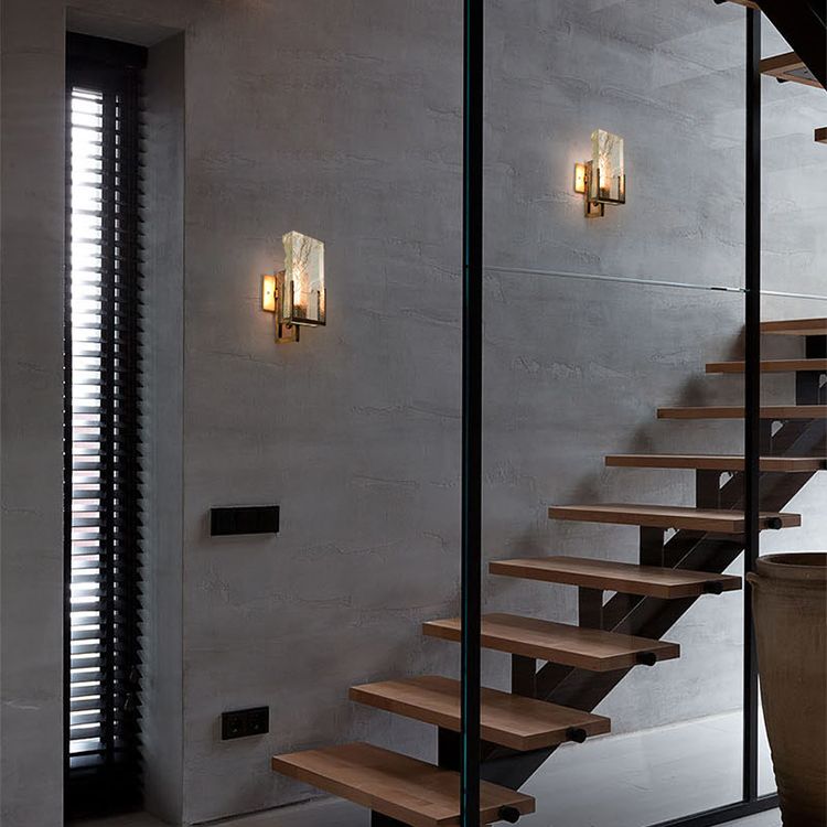 Postmodern Creative Ice Cube Lámpara de pared de cristal Lámpara bronceada Simplicity Light para pasillo de escalera