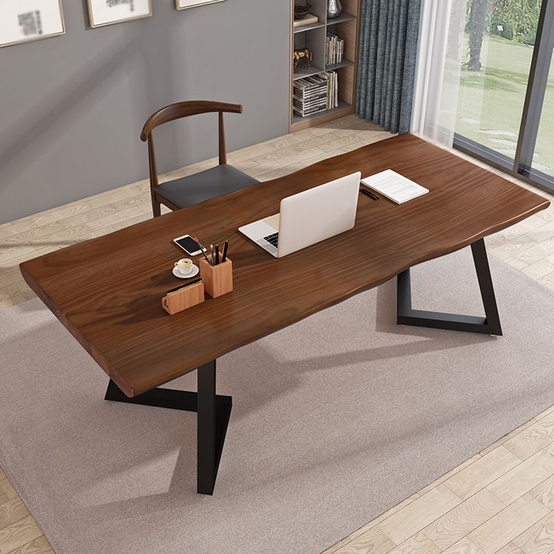 Modern Style Brown Top Office Desk Home Solid Wood Writing Desk