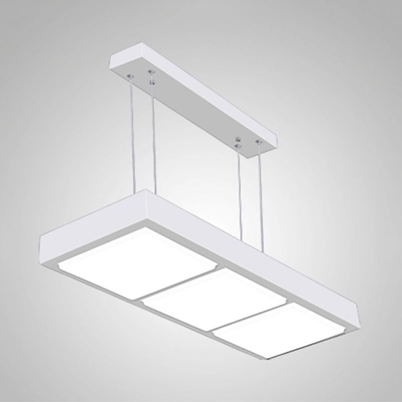 Rectangular Island Lamp Modern Metal 3/4/5 Lights Black/White Office Hanging Light in Warm/White