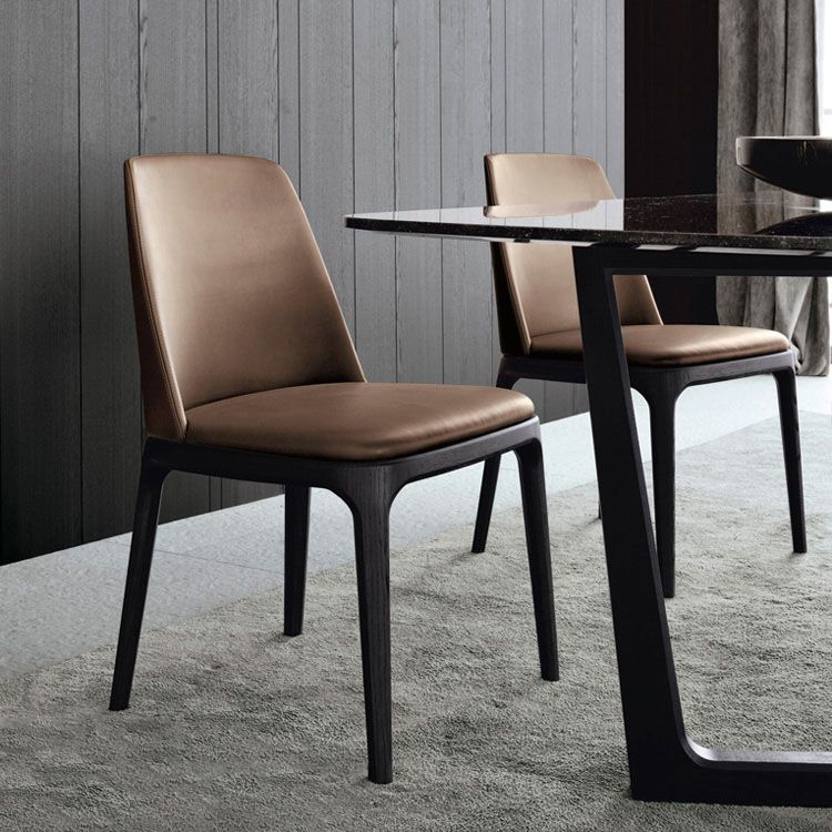 Nordic Style Side Solid Dining Room Chair Leather Parsons Chair for Home Use