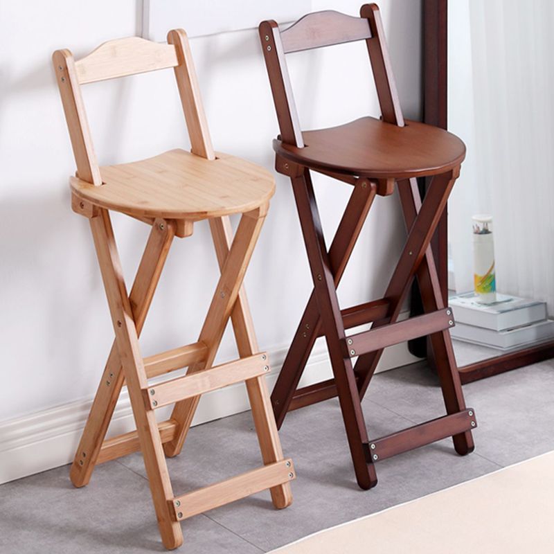 Solid Wood Dining Stools Contemporary Folding Bar Stools with Footrest