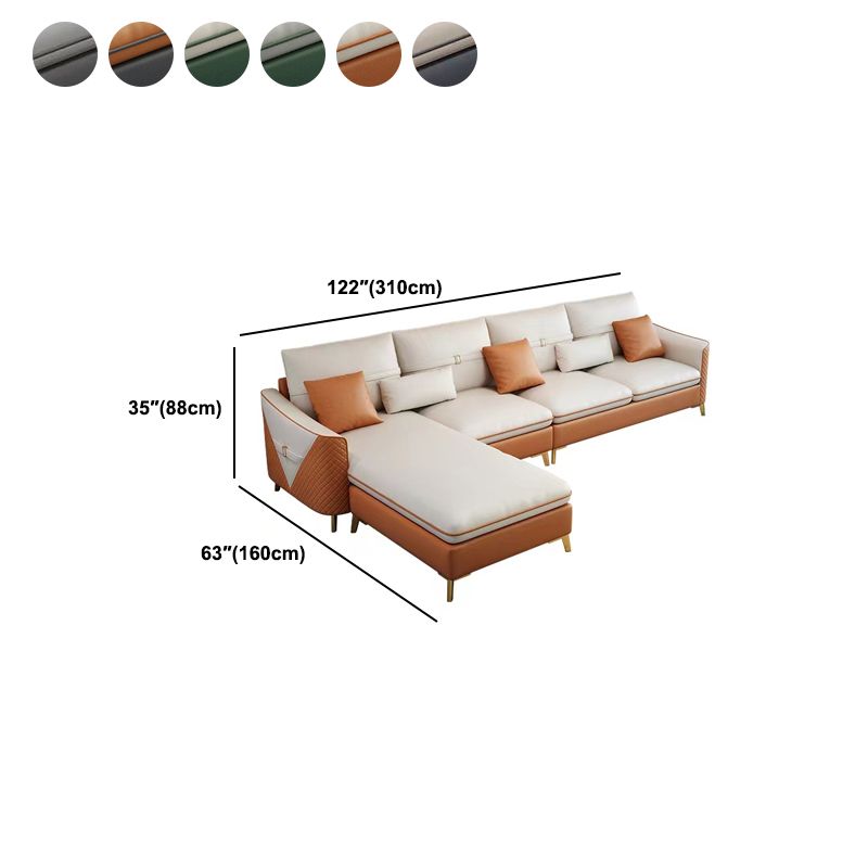 34.64 " H Faux Leather Flared Arm Sofa & Chaise for Living Room