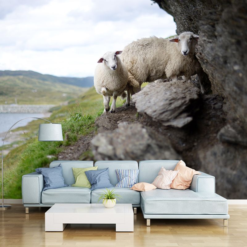 Customized Docile Sheep Mural Decal Eco-friendly Wallpaper for Living Room Wall Art