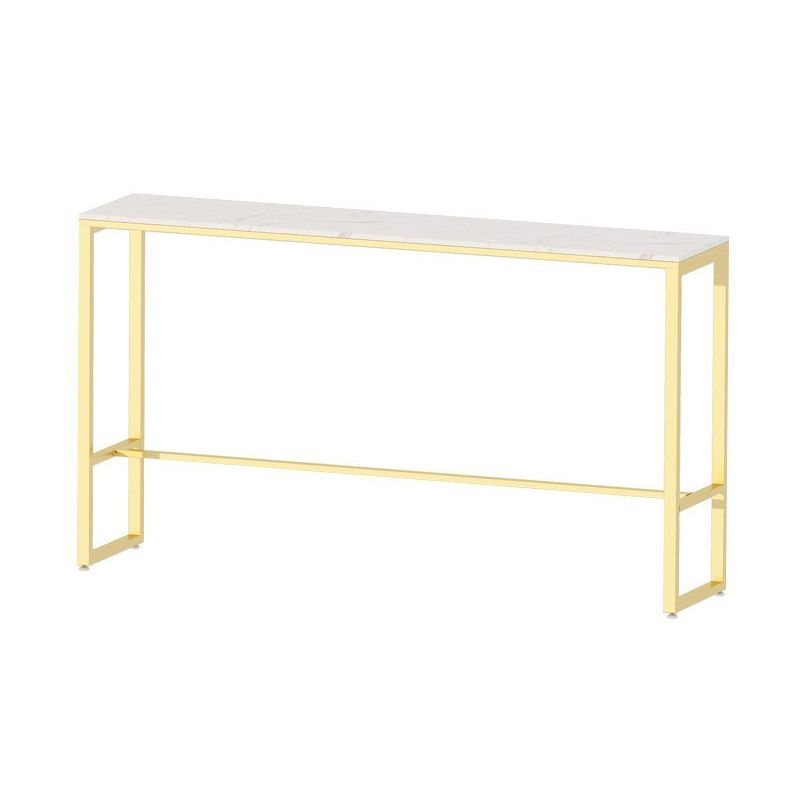 Glam 1/4/7 Pieces Bar Table Set Rectangle Stone Counter Table with High Stools for  Cafe