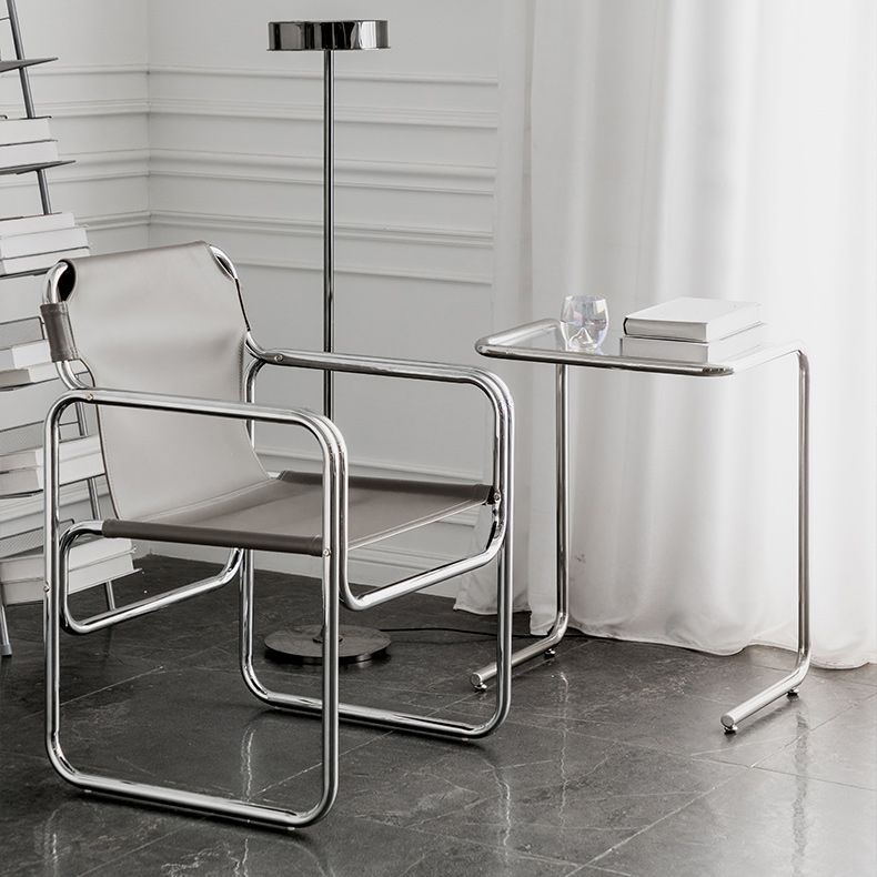 Modernistic Glass Top Corner Table Metal C Side Table for Living Room
