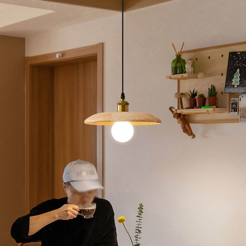 Pfanne hängende Leuchte moderne 1-Licht-Suspension Anhänger Licht mit Holz