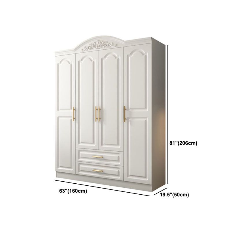 French Country Wardrobe White Colour Wooden Wardrobe Closet With 2 Drawers