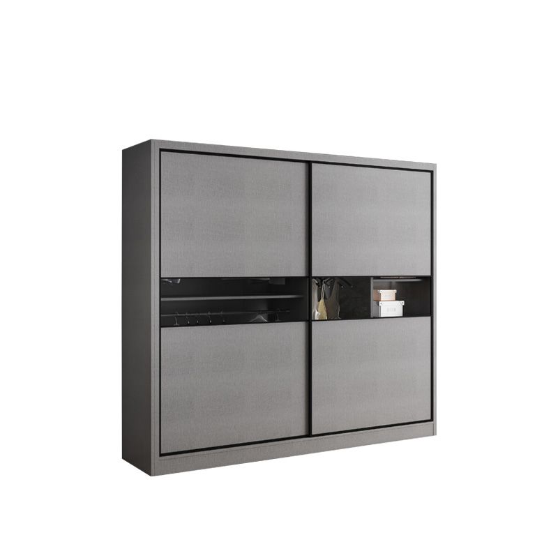 Gray Colour Wooden Wardrobe Rod Included Wardrobe Wardrobe Closet with Sliding Door