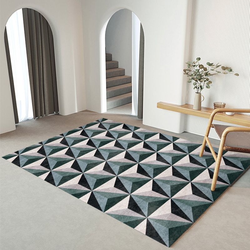 Black Modern Print Carpet Polyester Simple Carpet Washable Carpet for Living Room