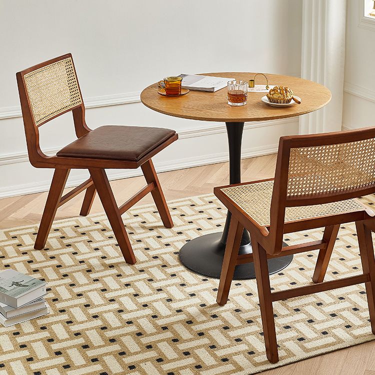 Silla de comedor de madera tradicional, respaldo de caña de cocina, silla lateral de comedor con respaldo abierto