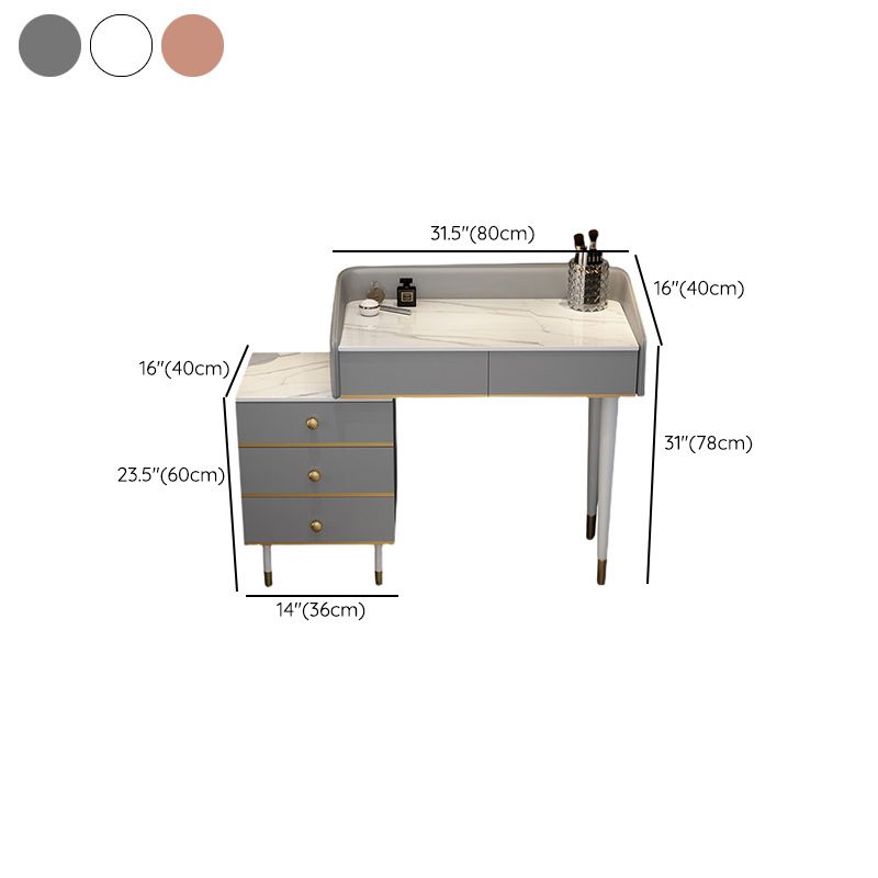 Adjustable Makeup Counter Lighted Mirror Vanity Dressing Table with Drawers